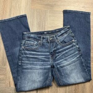 BKE Jake Straight Leg Denim Jeans Embroidered Pockets Mens 28x30 Dark Wash Blue